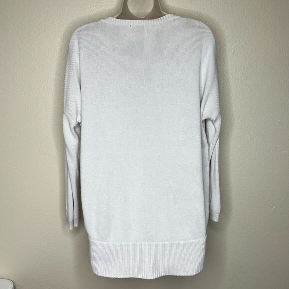 Chicos Cream Knit Sweater High Low Hemline Pullover Cotton Modal Womens Large - Picture 5 of 11